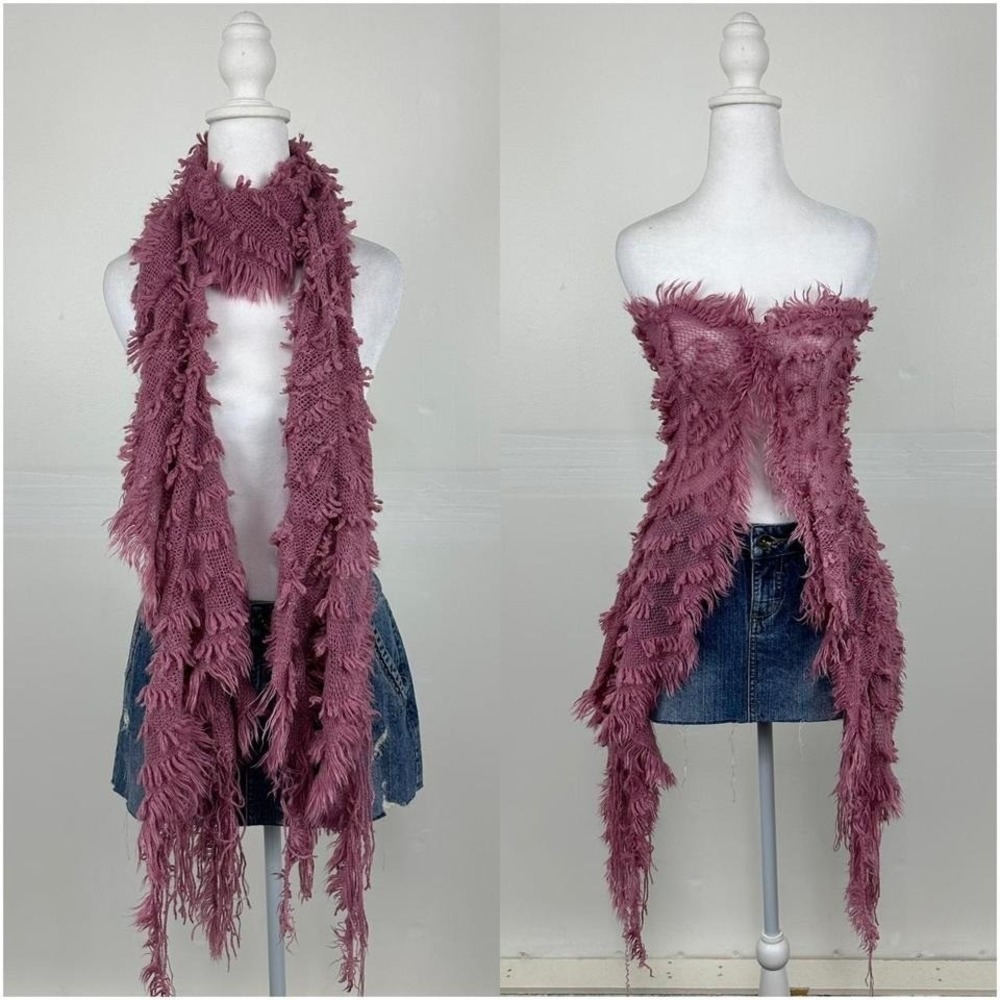 Y2k purple fuzzy fluffy scarf